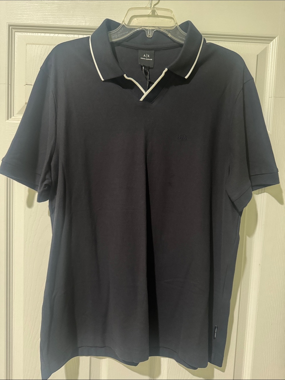 A/X Armani Exchange Navy Polo with White Piping